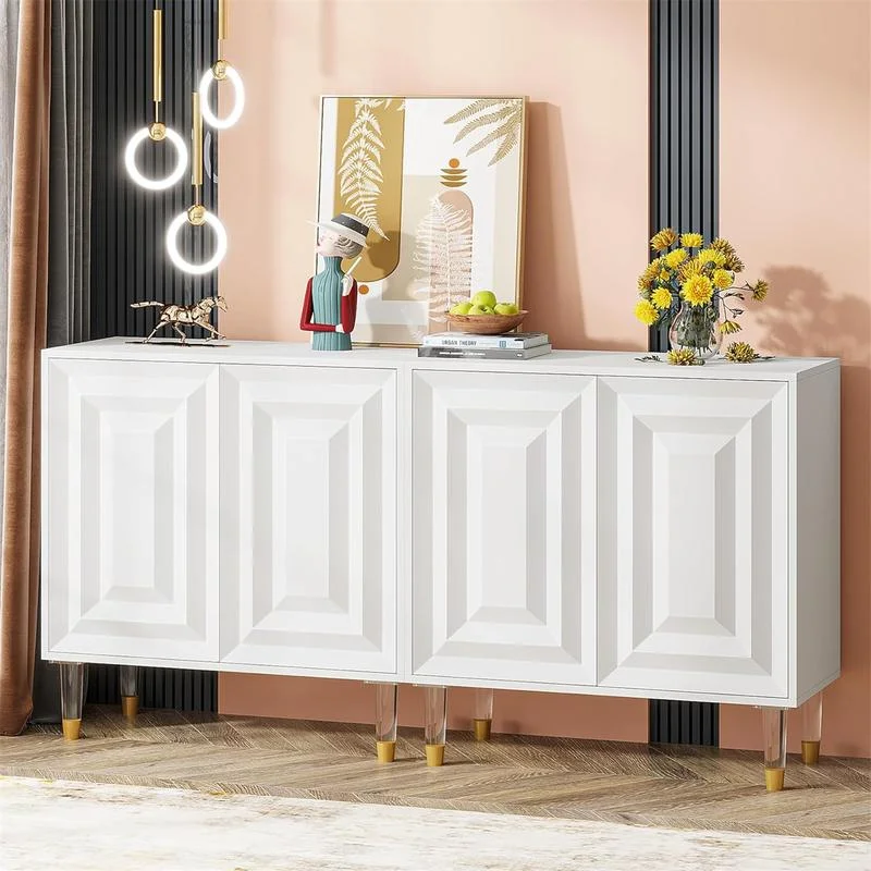 

4 Door Sideboard Buffet Cabinet, 63 Inch Modern Kitchen Accent Cabinet