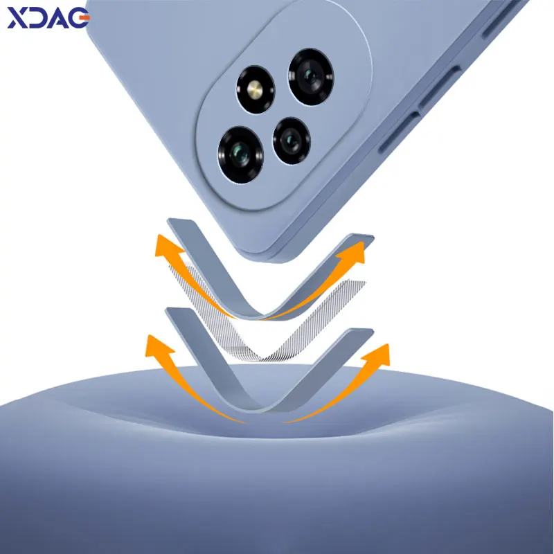 Premium Square Liquid Silicone Phone Case with Lens Protection, Double Liner Design
