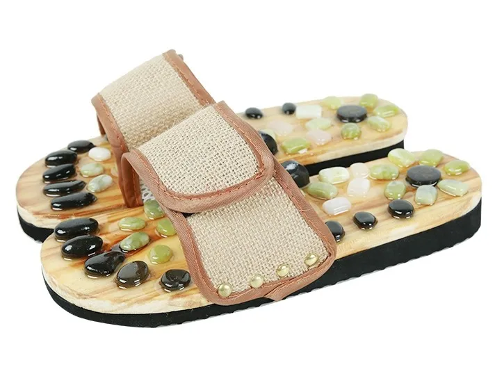 경혈 마사지 슬리퍼, 자석 옥 발 치료 신발, 욕실 목욕 린넨, 미끄럼 방지 샌들
