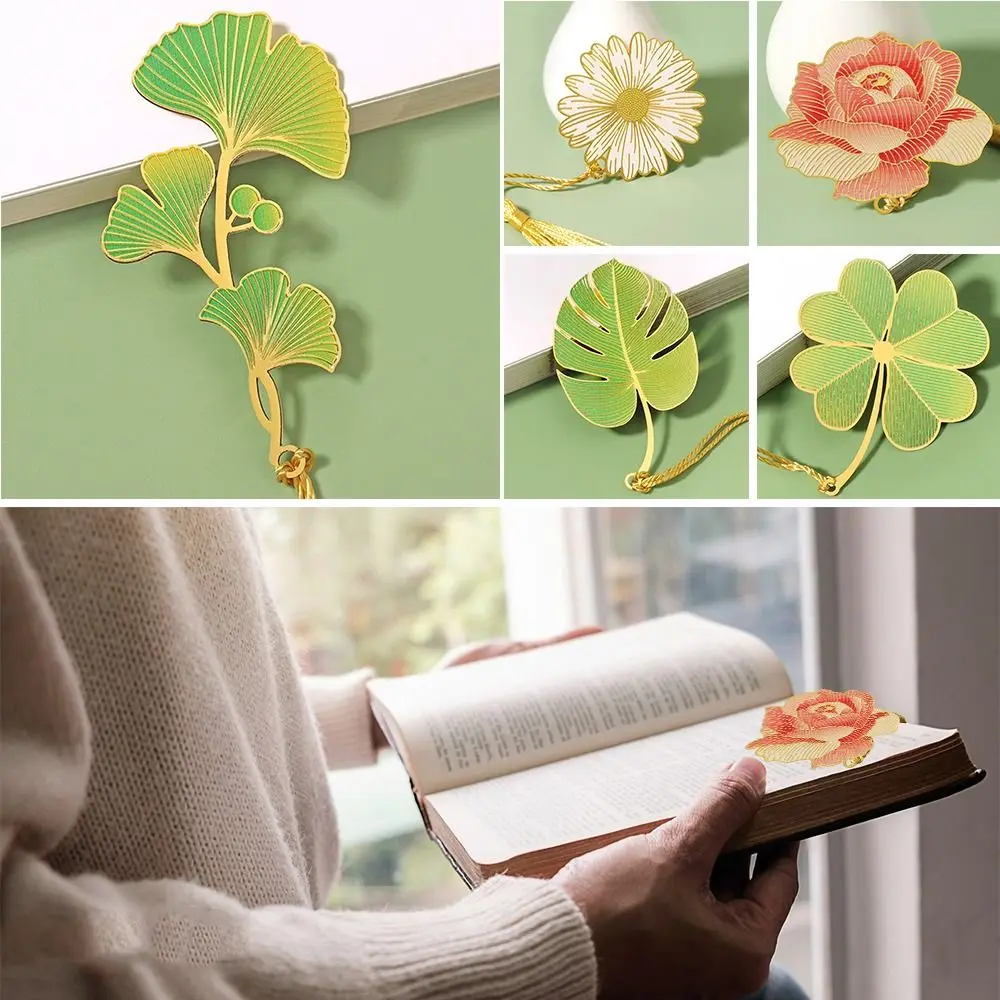 

Brass Metal Flower Leaf Bookmark Student Gift Book Clip Pagination Mark Stationery Reading Assistant School Office Supplies