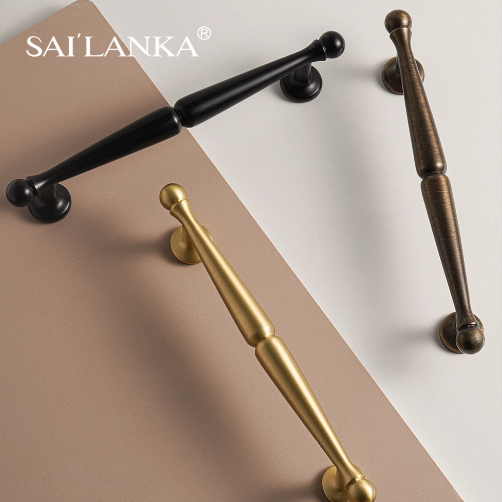 SAILANKA Brass Pulls Knobs Furniture Handles Modern Accessories, for Wardrobe Dresser Cupboard CabinetS Drawer Kitchen Bathroom