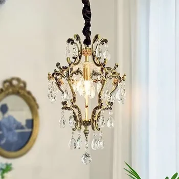 French Brass Crystal Pendant Chandelier 1