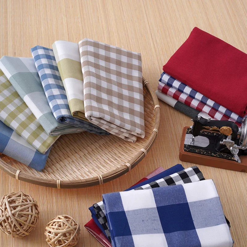 Thickening Yarn-dyed Two-sided Plaid Linen Sofa Fabric Large Plaid Small Plaid Plain Kindergarten Tablecloth Curtain DIY Fabric