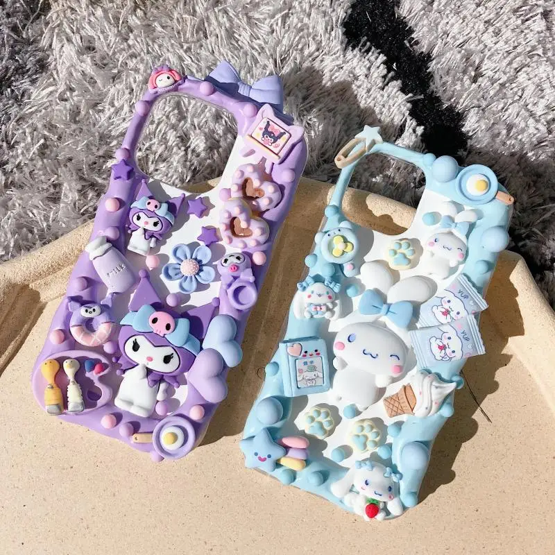 3D Kawaii Dog Handmade Case for iPhone 14 13 pro max Phone Cover 12 mini DIY Cream Shell XS MAX XR Cute Customized Couple Gift