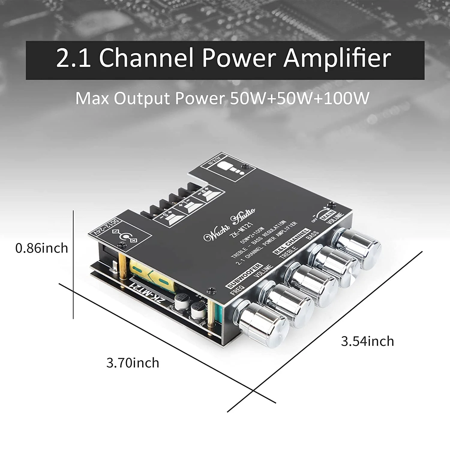 서브우퍼 2.1 채널 블루투스 파워 앰프 보드, 오디오 파워 앰프 모듈, 50W x 2 + 100W, 12V-24V