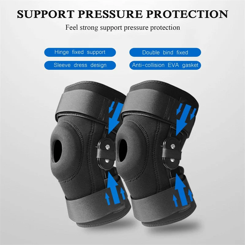 Knee Brace Hinged with Strap Side Patella Stabilizers for Protection Pain Relief for Arthritis Meniscus Tear