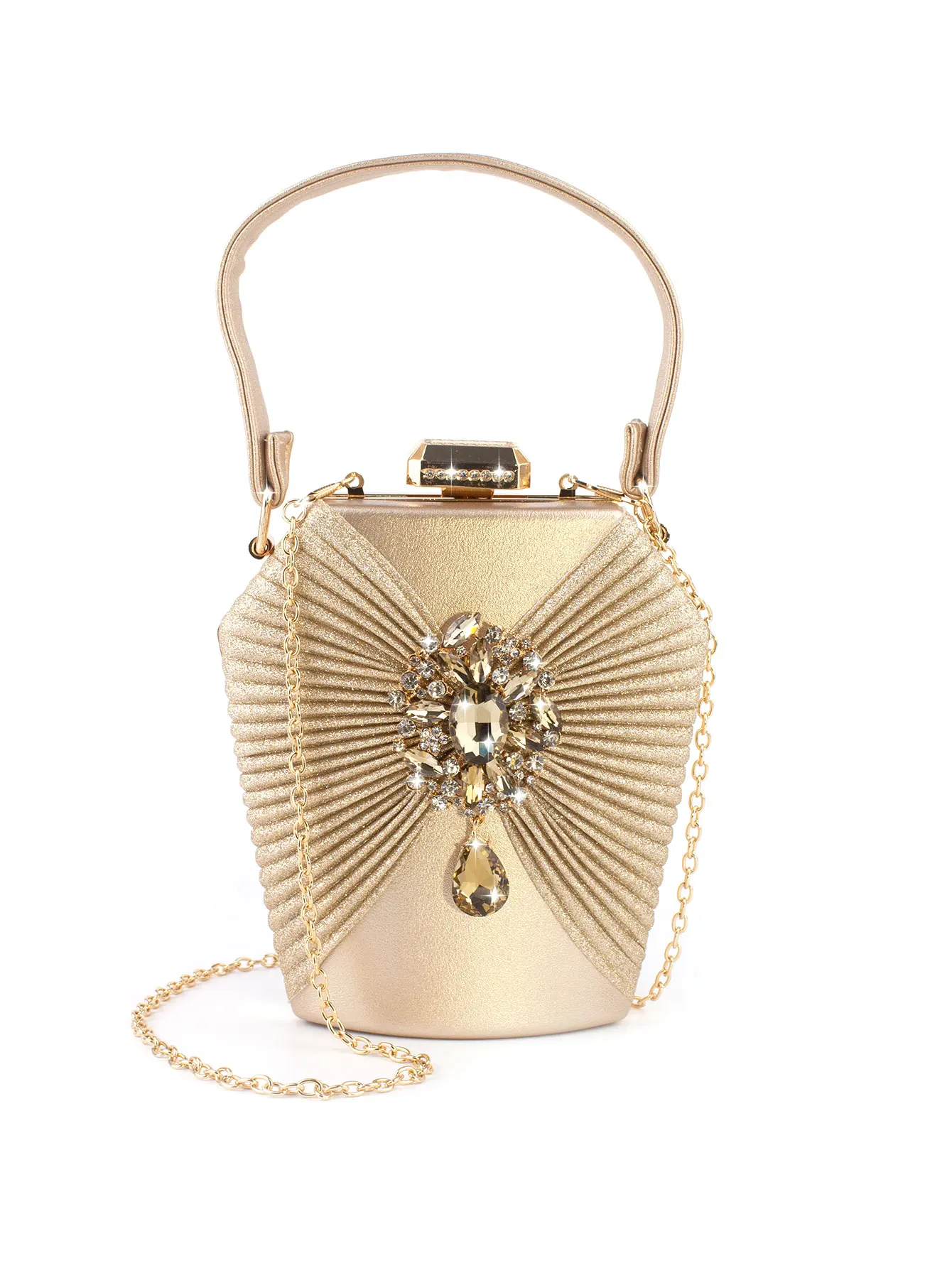 SoulFunk Handbag , Sequin, Luxury, Shiny Rhinestone Decor Box Bag  Evening Bag, Dinner Bag Rhinestone, Faux Pearl, Flower, Cryst