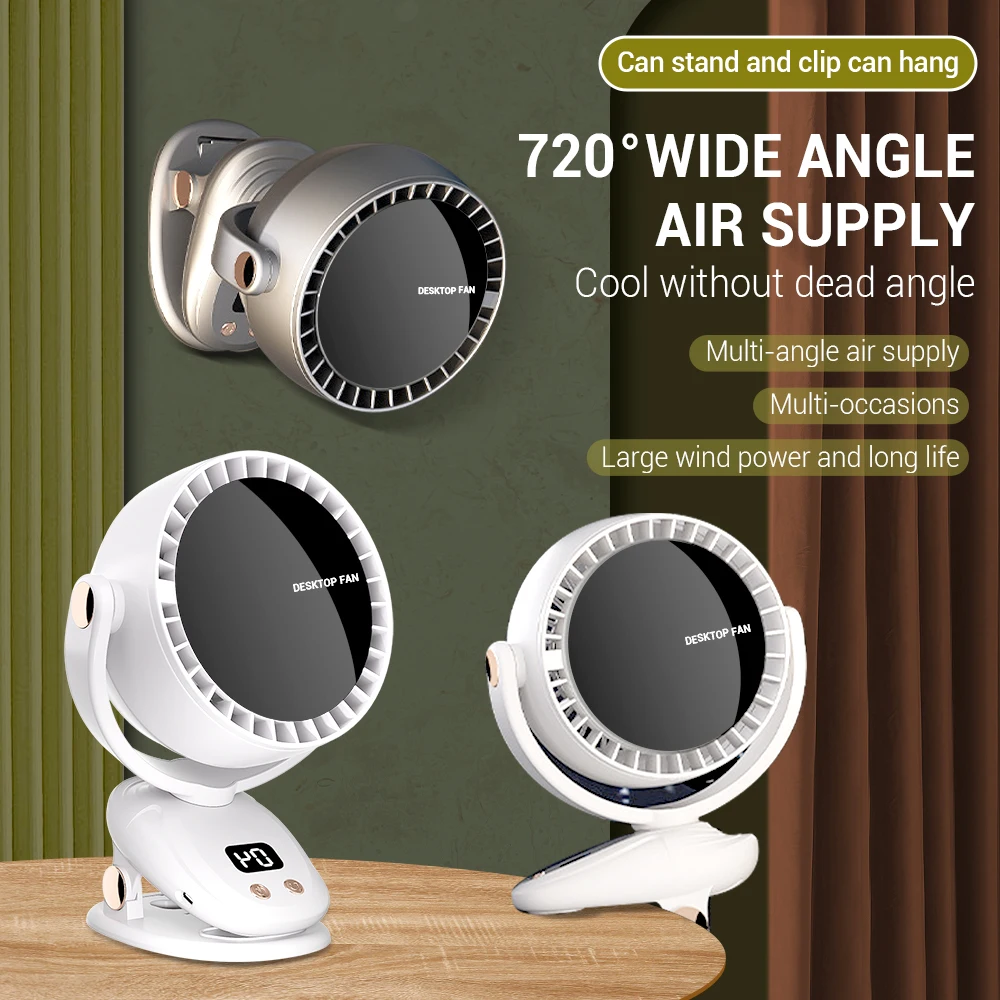 4000mAh 캠핑 팬 전기 공기 순환기 천장 팬 매우 조용한 6 모드 클립 온 팬 가정용 실외 냉각 Ventilador