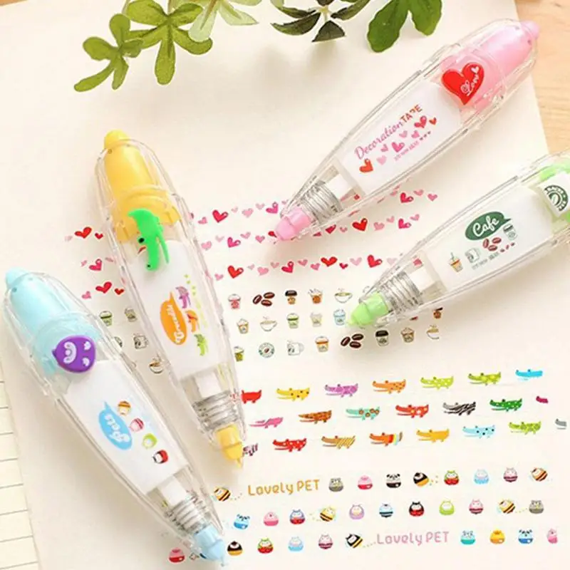Cartoon Floral Sticker Tape Pen Funny Kids Stationery Decorative Correction Tape Hand Account Decorative Stickers For Children