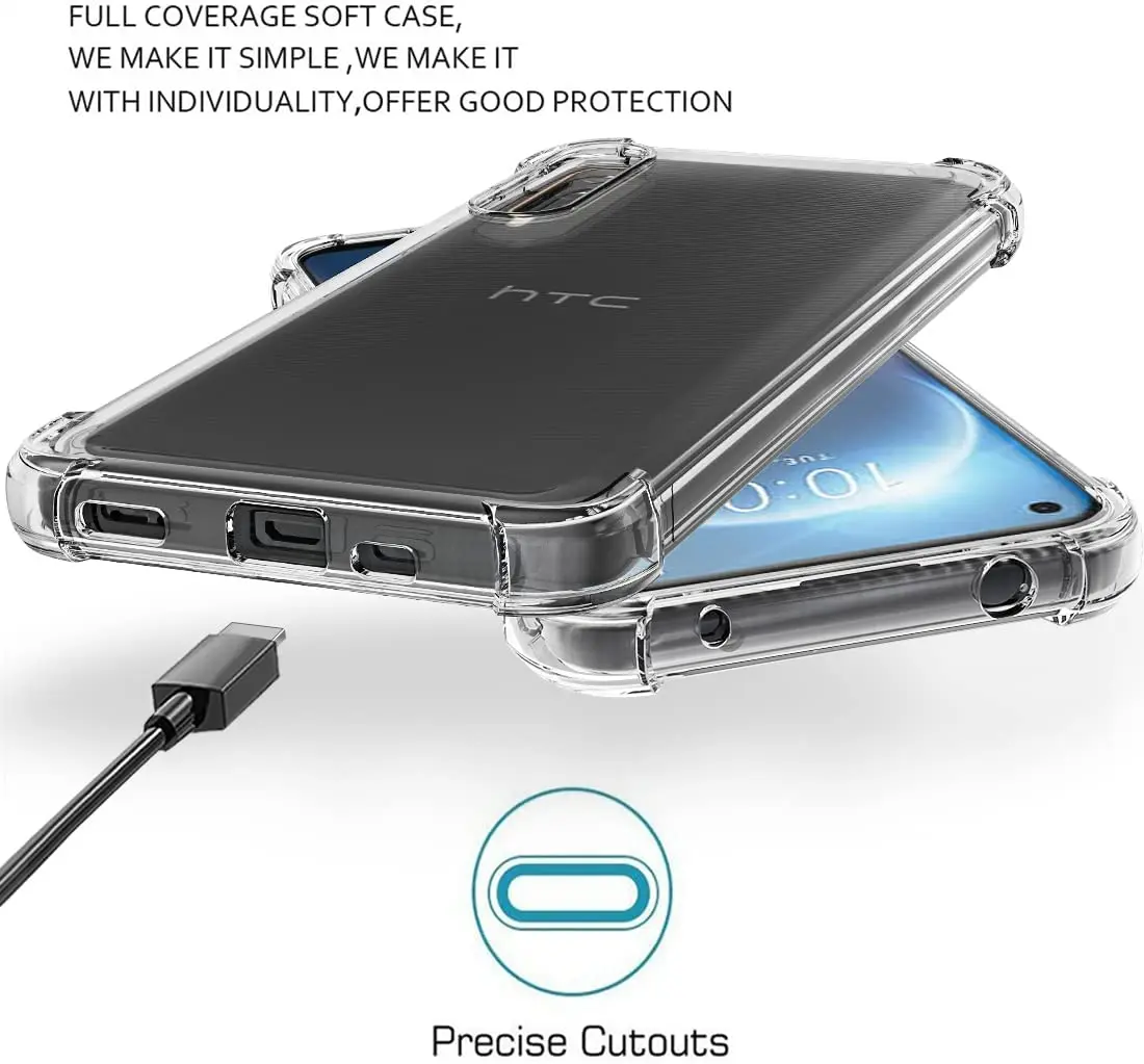 Crystal Clear Reinforced Corners TPU Shock Absorption Anti-Scratch Cover case For HTC Desire 22 Pro 5G Cases 4