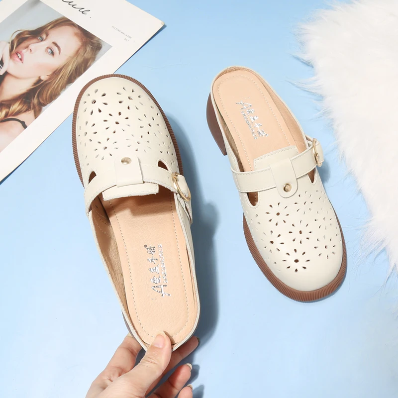 صنادل نسائية لصيف 2025 صنادل جلدية أصلية مريحة بكع...