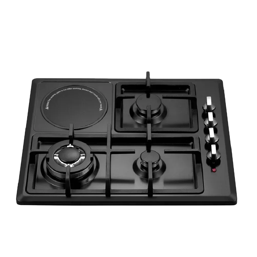 Black 4 Burner Gas And Electric Gas Cooktop Ceramic Plate Cooking Hob Best Welcome Stove Appliance