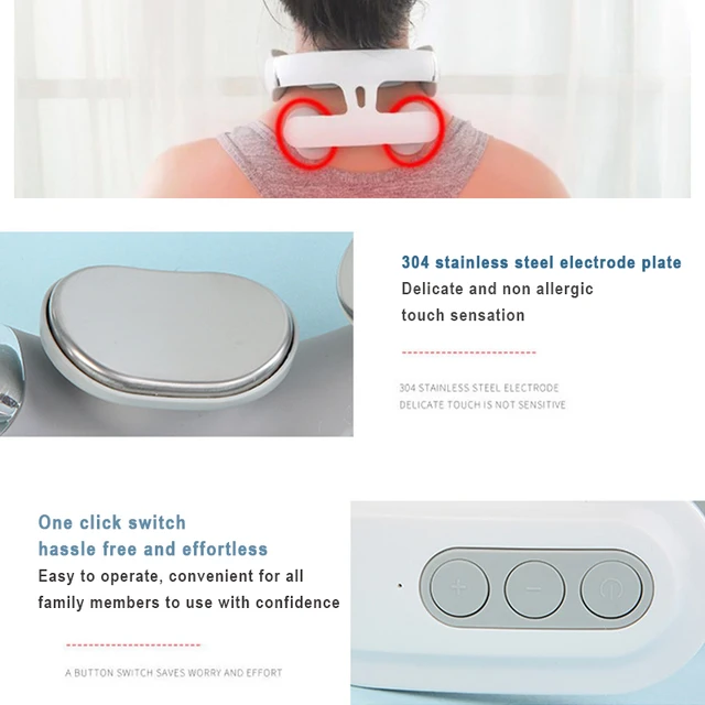 4 Heads Smart Neck Massager Protection Heating Machines Wireless Neck and Shoulder Massager Rechargeable White 6