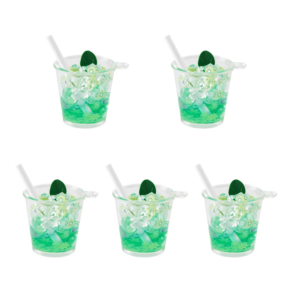 

5pc Big Transparent Resin Big Pendant Imitation Drink Ice Drink Charm with Fruit for Jewelry Making DIY Keychain Home Decoration