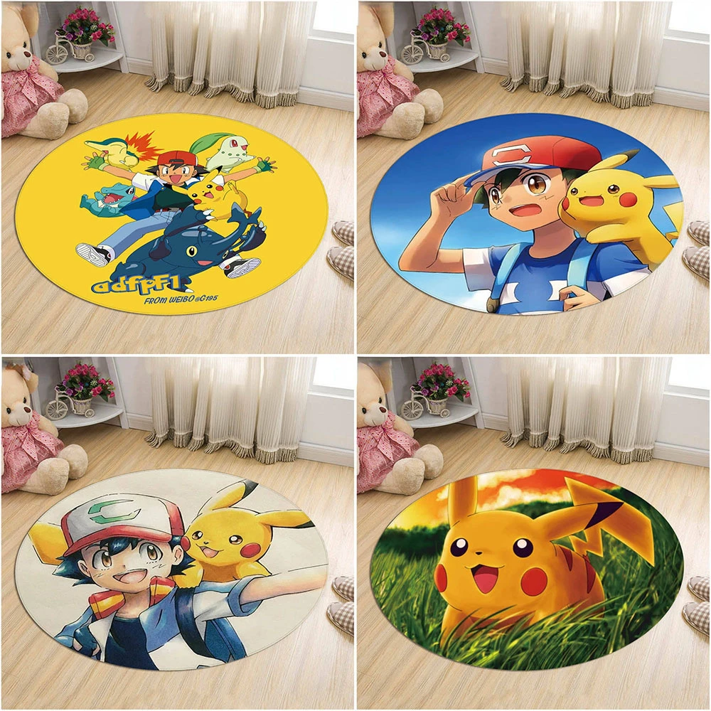 漫画のポケモン敷物ラウンドカーペット敷物非スリッププレイマットポケモンカーペットフロアマットかわいい床敷物ベッドルーム 屋外カーペットの敷物 敷物 Aliexpress