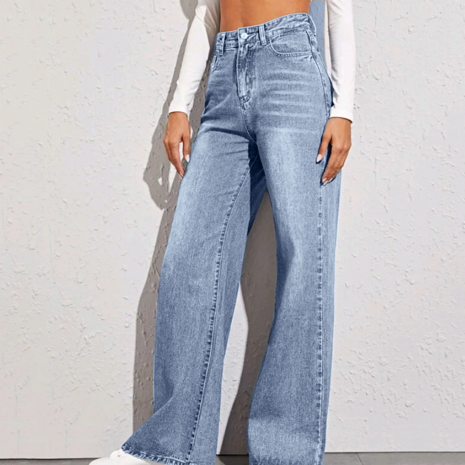 

Новинка 2024, летние женские джинсы с завышенной талией, джинсовые брюки в уличном стиле, женские свободные повседневные широкие джинсы, брюки