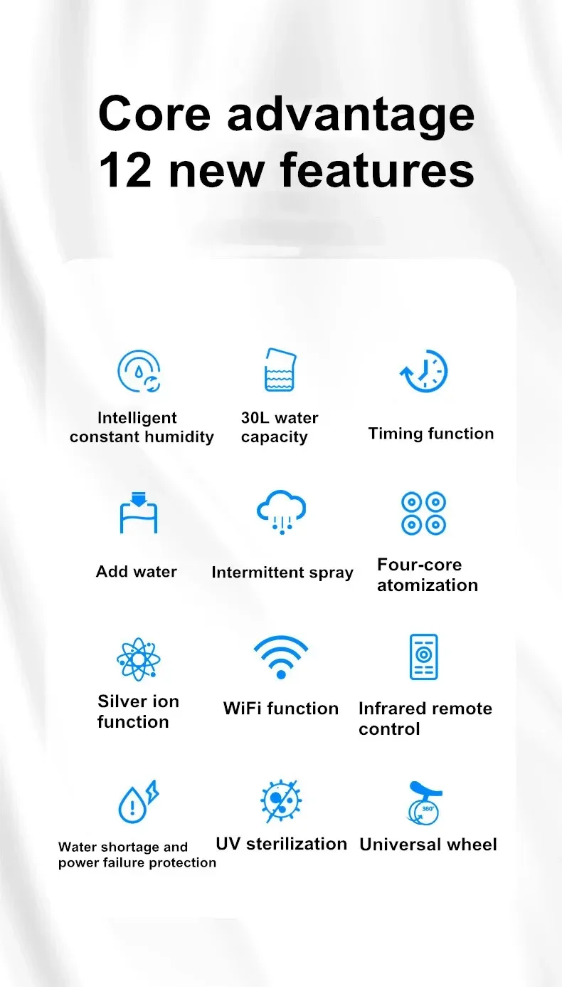 Description Picture 3 of itemHumidifier30L Humidifiers Commercial Humidifier High Capacity Humidifier Remote Control, Touch, Wifi Control Supermarkets And Ve