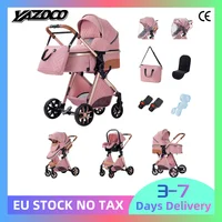 Poussette 3 en 1 multifonctionnelle pour bébé, chariot haute position, inclinable, pliable et léger, poussette de marche, landau 1