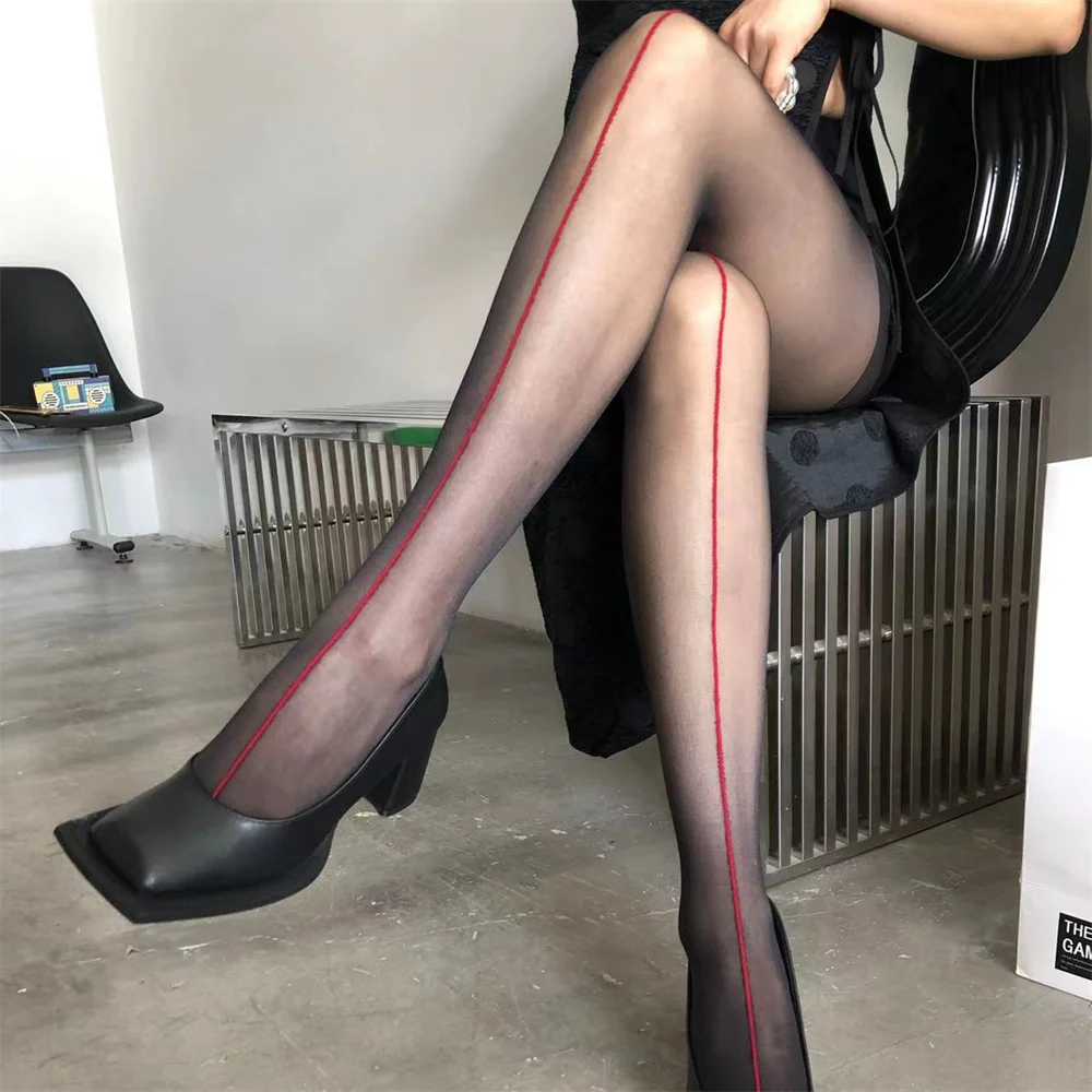 

Summer New 10D Women Sexy Tights Line Printing Silk Stockings Thin Lady Pantyhose Female Hosiery Stockings Absorbent Breathable