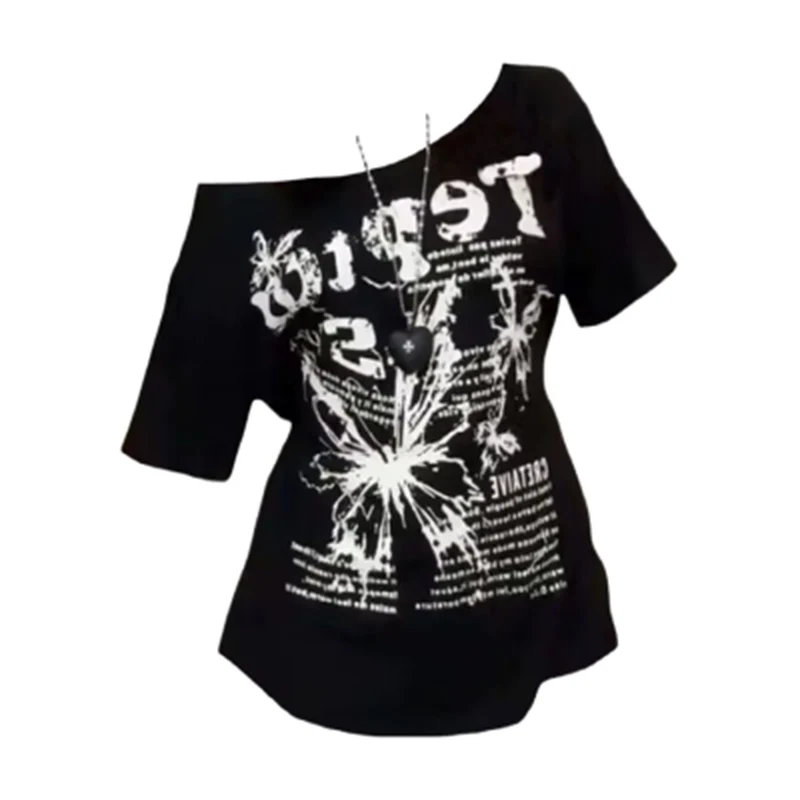 EOTVOTEE تي شيرت للنساء رسالة طباعة قبالة الكتف رد...