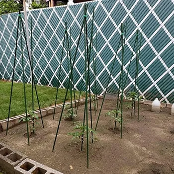 Steel Garden Plant Stakes 57 Inch Support Stick 25 Pack Climbing Tomato Stakes Potted Plants Non-Slip Design Easy to Use Wide 6
