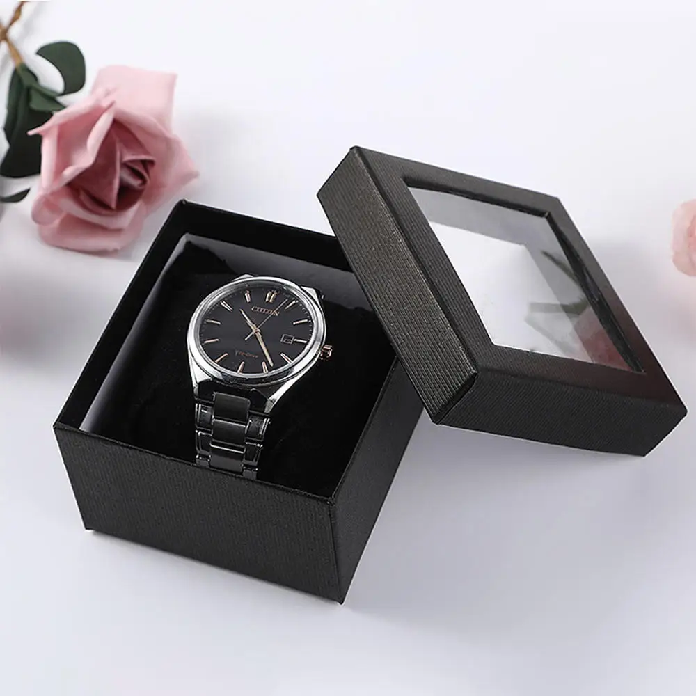 

Transparent Sunroof Watch Box Heaven And Earth Cover Watch Storage Box Square Cardboard Watch Case Gift Jewelry Packaging Box