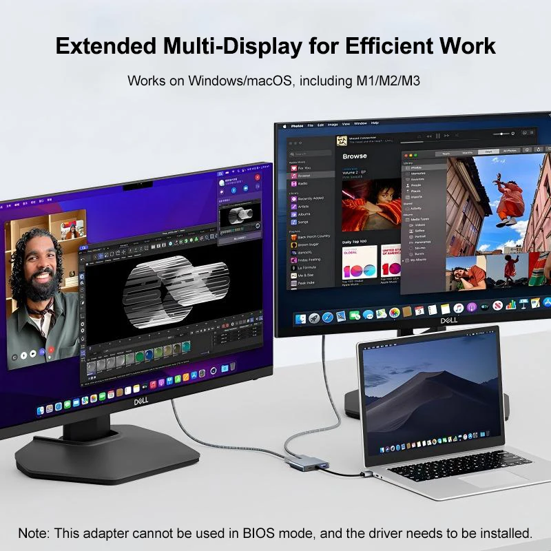 USB to Dual HDMI 1080P Adapter - High-Performance Display Expansion