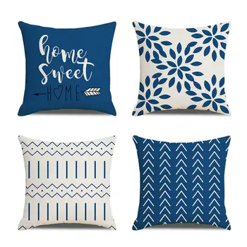 4PCS Throw Pillow Covers 18x18Inch Decorative Pillow Covers Soft Navy Blue Pillowcases for Couch Sofa Bed Home Boho Decor Accent 1