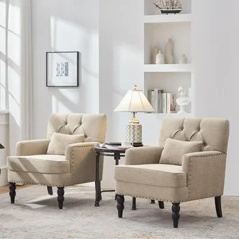 Tufted Club Chair Set 1