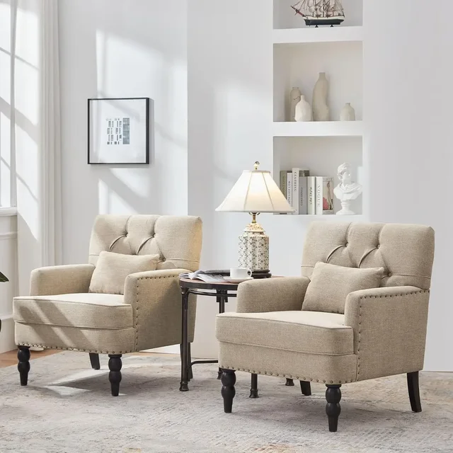 Tufted Club Chair Set 1