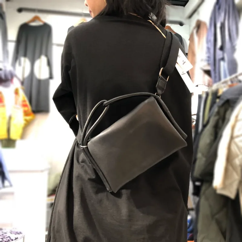 

Vintage Genuine Leather Black Crossbody Bags 2024 Autumn New Women's Handbags Y2k Grunge Popular Shoulder Bag for Women