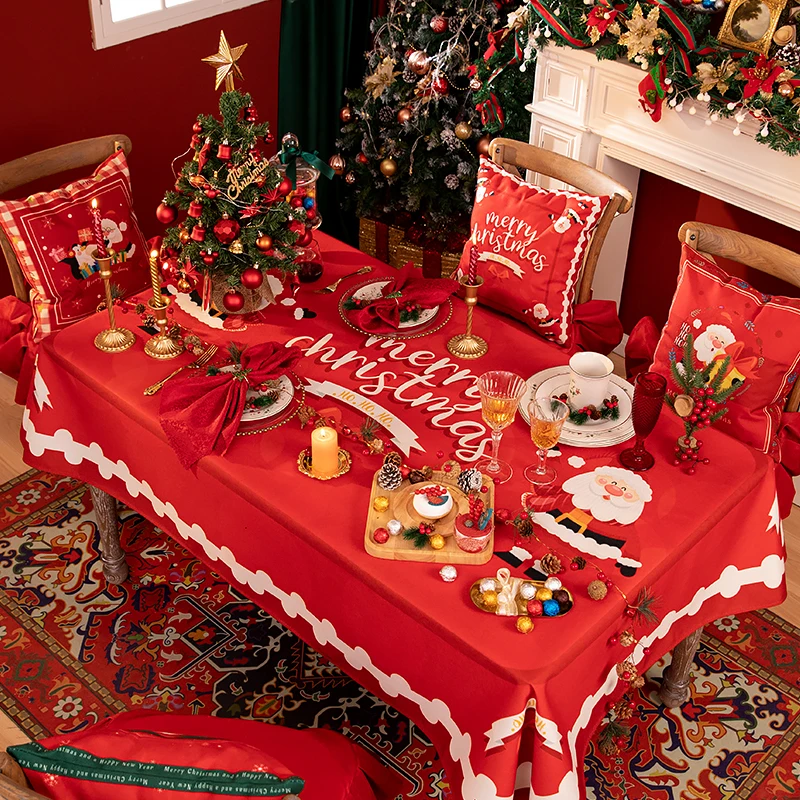 Christmas Table Wedding Decoration Tablecloth Table Coffee Table Cover Table Red Round Style