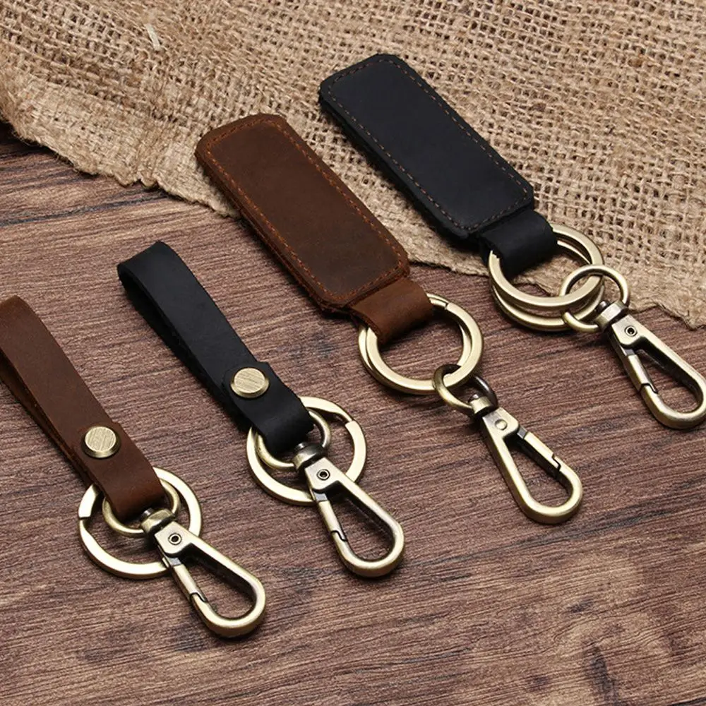 New Fashion Leather Belt Keychain Key Ring Retro Handmade Gift Keychain Car Key Ring