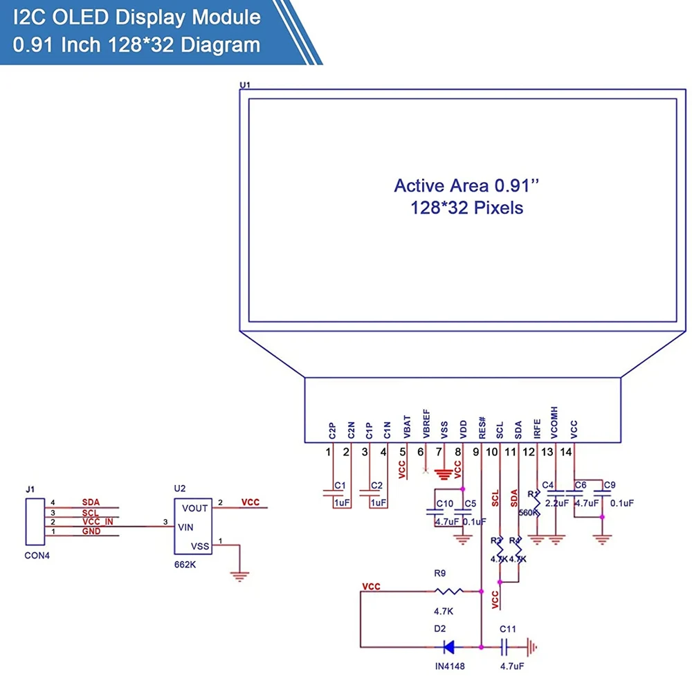 0.91 Inch OLED LCD Display Module 128x32 4Pin SSD1306 Driver IIC I2C Serial Screen DC 3.3V~5V for Arduino(Pins Soldered) with display module lcd display module oled display module