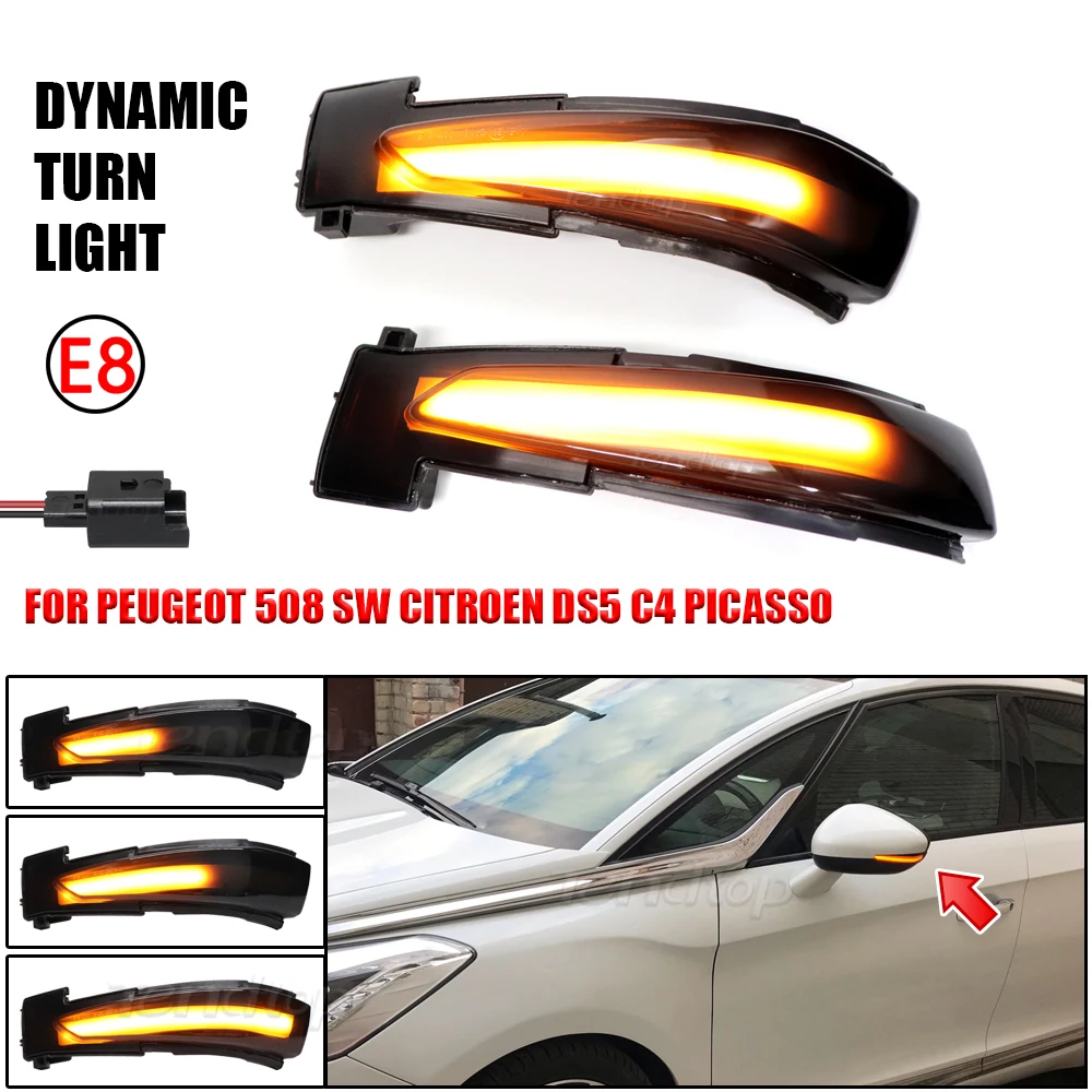 

Car Sequential Flashing Light For Peugeot 508 2010-2017 SW LED Dynamic Turn Signal Indicator For Citroen DS5 C4 Grand Picasso II