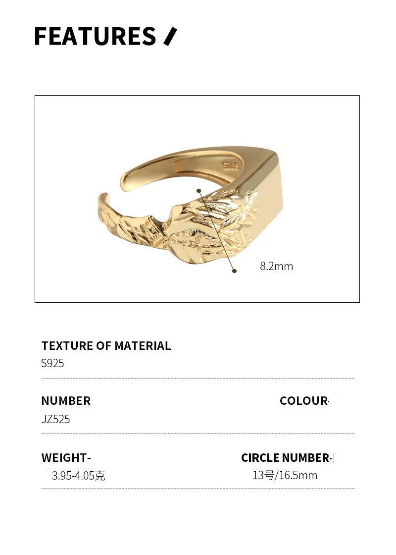 Light luxury design sense geometric square asymmetrical opening ring sterling silver S925 ring