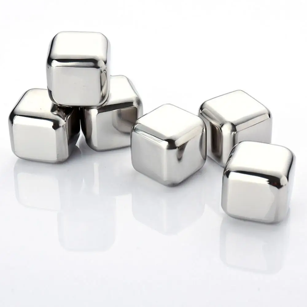 1Pc Square Stainless Steel Whiskey Ice Cubes Red Wine Ice Grains Whiskey ice metal ice cubes Drink Cooler Bar Supply