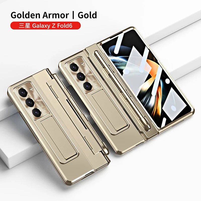 

Чехол для Samsung Galaxy Z Fold6 5 4 3, полноразмерный плоский шарнир, однотонное покрытие, противоударный жесткий чехол