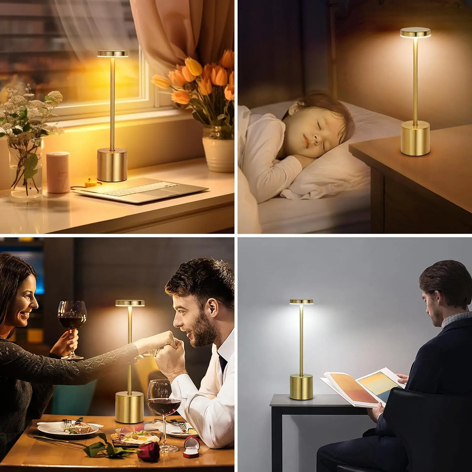 Simple LED Rechargeable Touch Metal Table Lamp Three Colors Bedside Creative Ambient Light Bar Outdoor Decoration Night Light Si 6