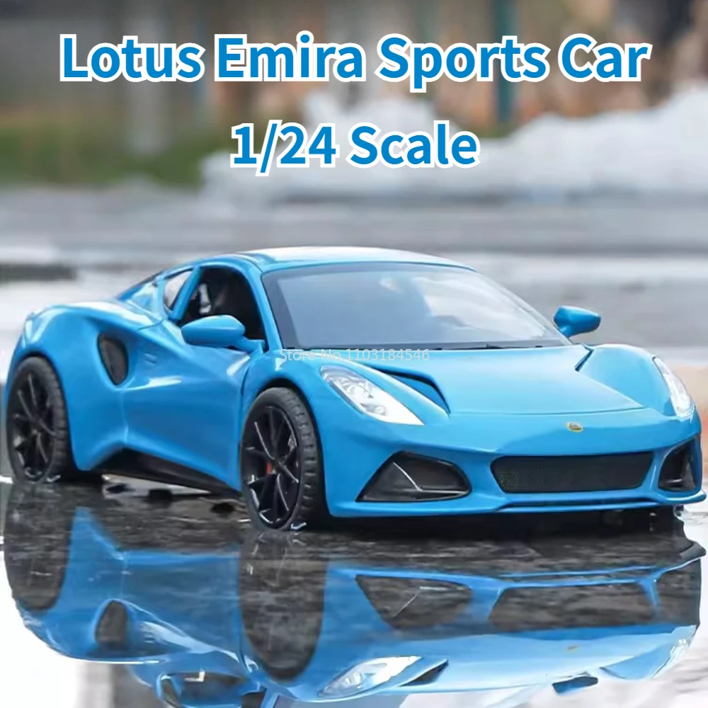 

1/24 Alloy Diecast Electric Vehicles Lotus Emira Sports Car Simulation Model Toy with Sound Light Pull Back Collect Toys for Boy