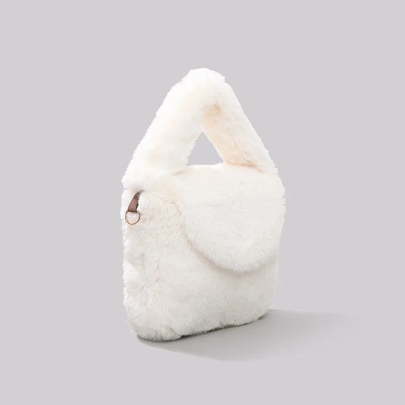 New Plush Handbag Women's Luxury Fashion Faux Fur Crossbody Bag Classic Small Square Bag Design Furry Handbag