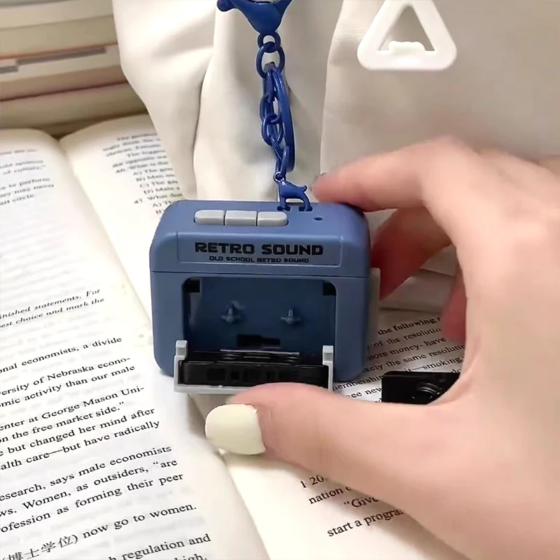 Retro Tape Recorder Keychain Mini Portable Fun Music Box With Sound Decompression Ornament Handbags Pendant Valentine's Day Gift