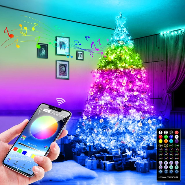 Christmas LED Tree Decoration RGB String Lights Bluetooth App Remote  Control USA