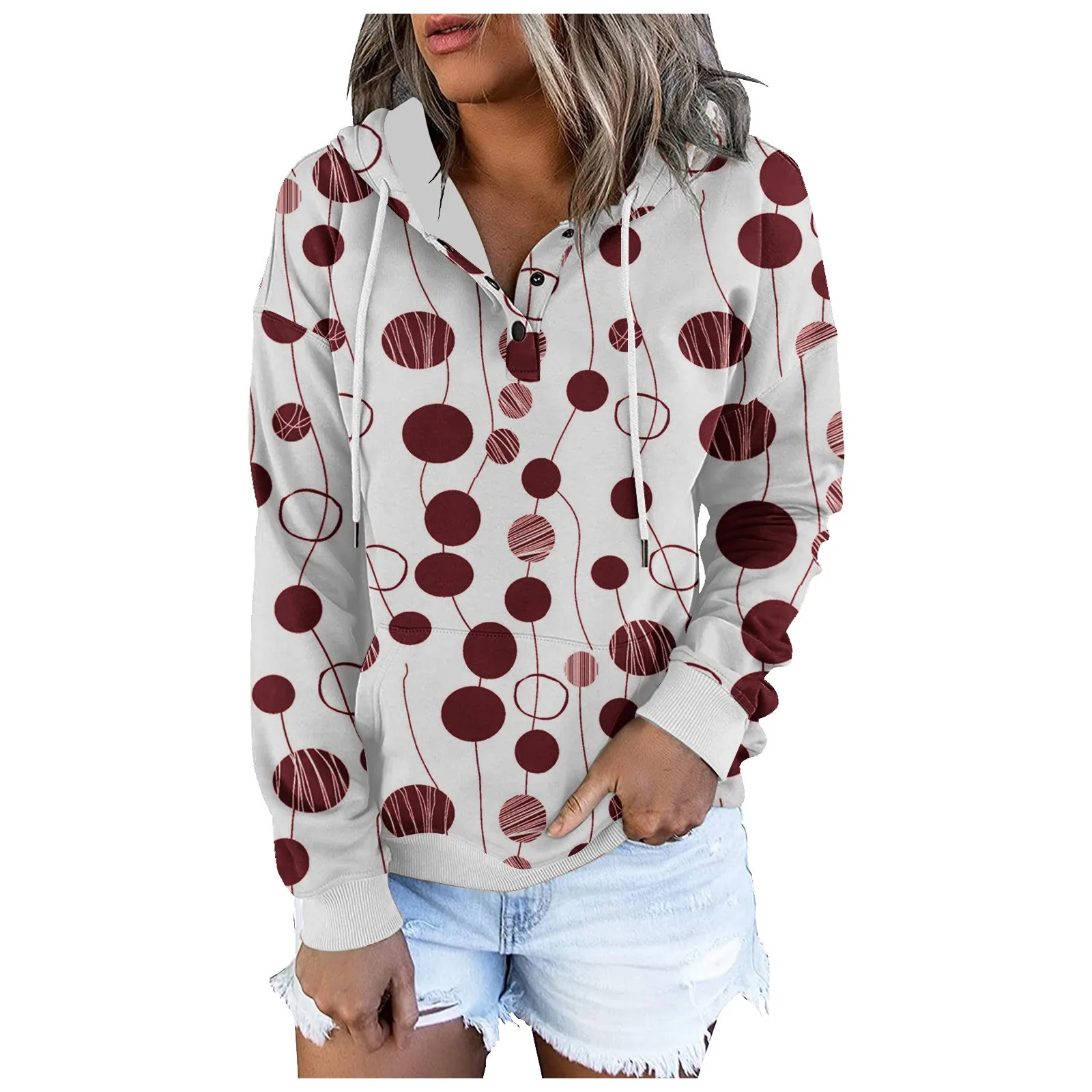 

Women'S Fashion Casual Long Sleeve Hooded Printed Sweater Pullover Hooded Top Simple, Fashionable, And Generous New Sweaters