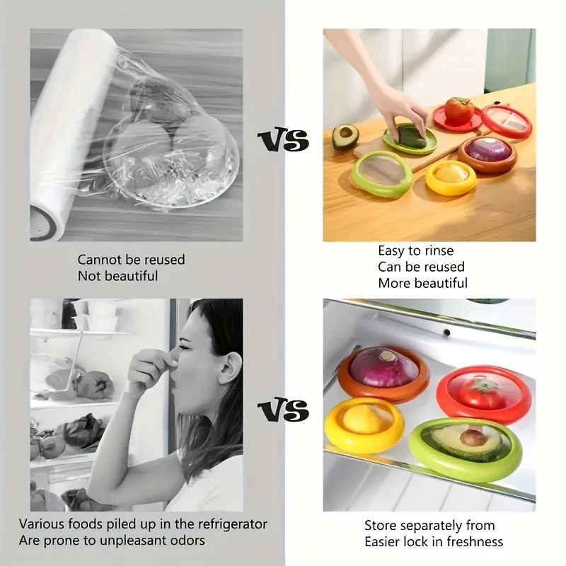 Description Picture 5 of item4Pcs ABS Fresh-Keeping Box Set Freezer Crisper for Fruits and Vegetables,Reusable Food Preservation Storage Containers with Lids