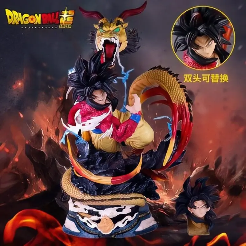 Dragon Ball Figure 45Cm Double Head Dragon Fist Son Goku Ssj4 Action Figures Pvc Anime Statue Collection Model Doll Gifts Toys