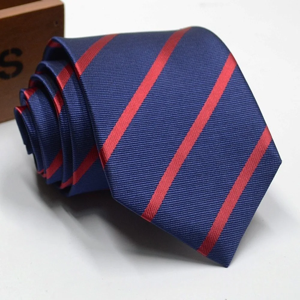 Klassische gestreifte Krawatte für Herren, Business, formell, Hochzeit, 8 cm, Blau, Schwarz, Rosa, Rot, modische Krawatten, Hemd- und Kleider-Accessoires – Detail 7