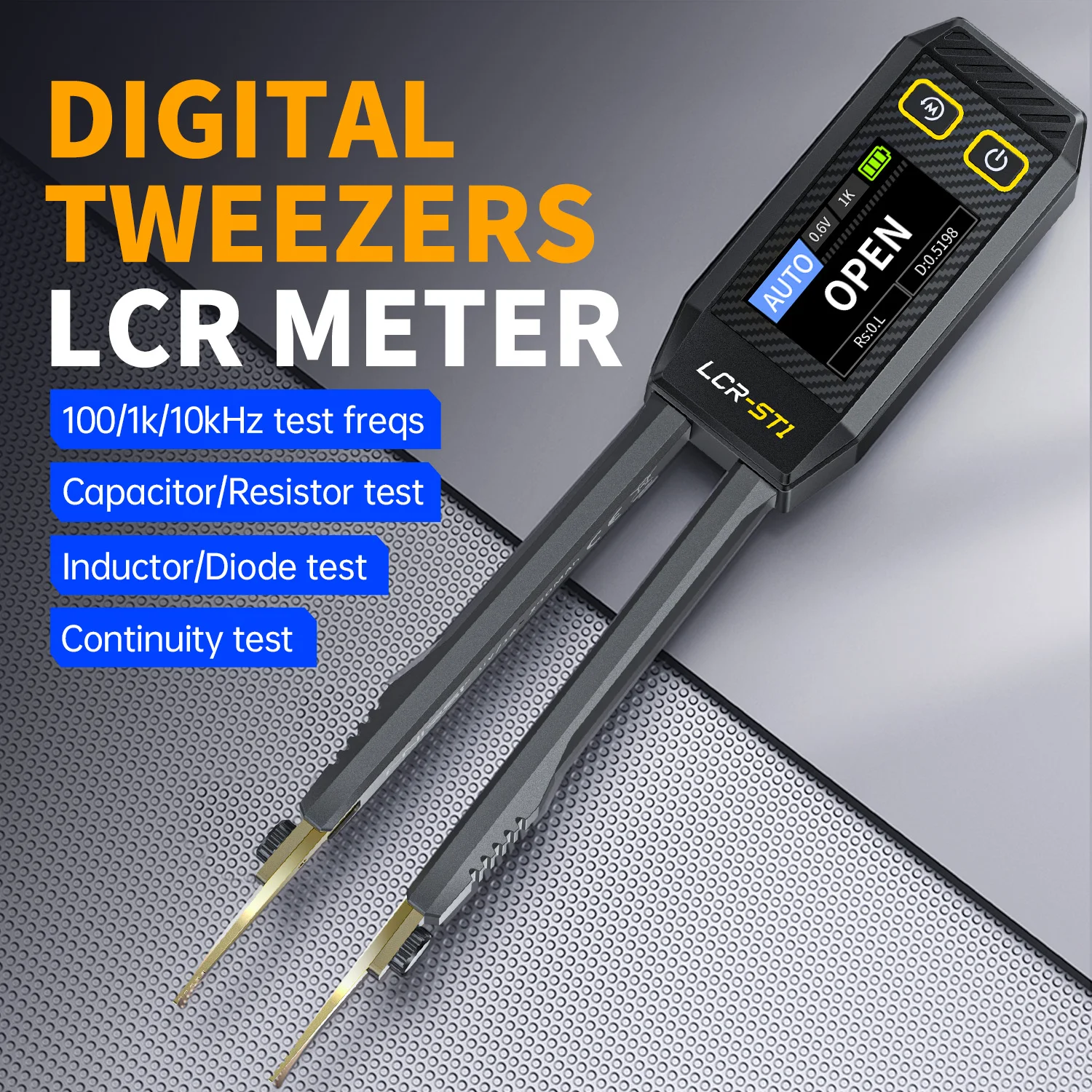 Transistor Tester Smart Tweezer LCR SMD ESR Tester Resistance Capacitance Inductance Continuity Diode Test Auto Multimeter Tools for Transistor Tester Digital Tester Digital Lcr Meter