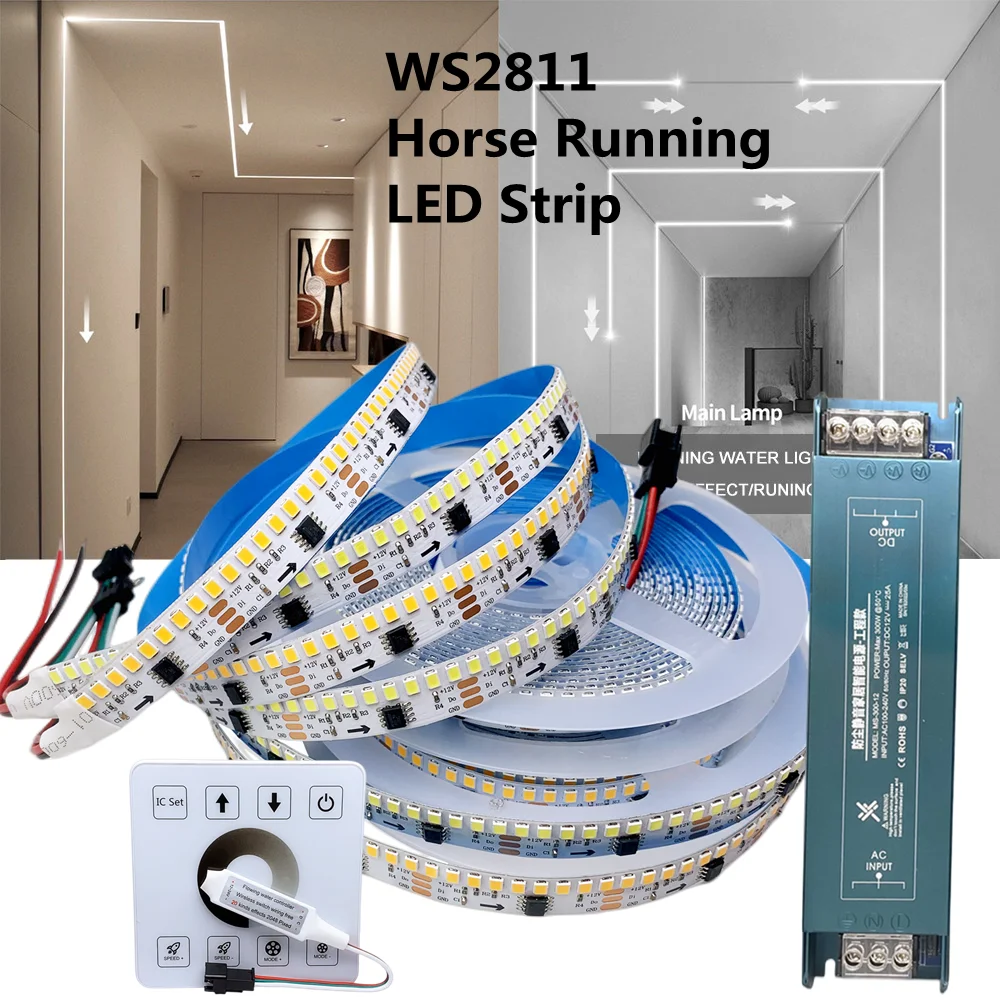 sweater Inficere Konsekvenser 12V WS2811 Running Water Flowing LED Strip 2835SMD 234Leds/M Horse Race  Light With Wireless Controller DC12V Power 5M Kit IP30 - AliExpress