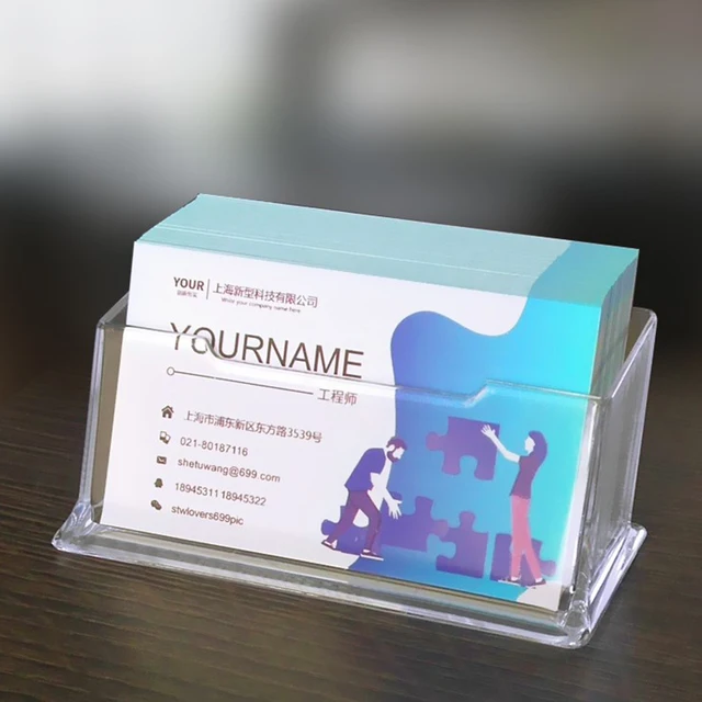 Transparent Business Card Box Desktop Business Card Holder Stand Display Dispenser Office Supplies Acrylic Desk Storage Case 1
